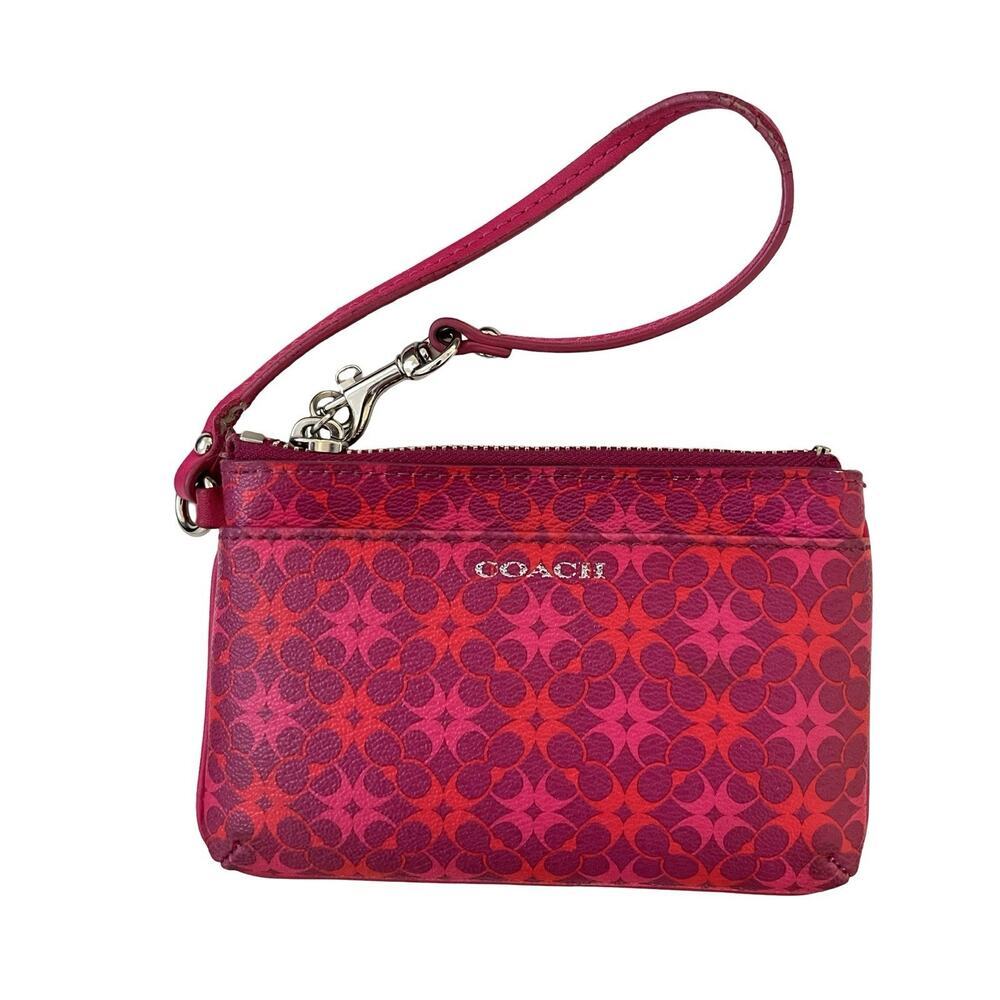 Coach‎ Waverly Signature Wristlet Purse Case Coin Pouch in Magenta Pink 50480